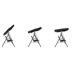 Záhradná hojdačka SPRINGOS PALERMO 3-miestna, čierna