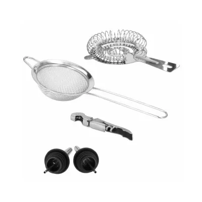 Barmanská sada s dreveným stojanom 11 dielov, nerezová SPRINGOS MEEHAN