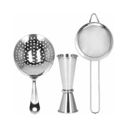 Barmanská sada s dreveným stojanom 14 dielov, nerezová SPRINGOS GROFF