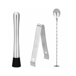 Barmanská sada s dreveným stojanom 14 dielov, nerezová SPRINGOS GROFF