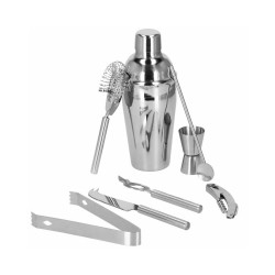 Barmanská sada s dreveným stojanom 9 dielov, nerezová SPRINGOS MARTINI