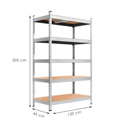 Kovový regál 205x120x45 cm, 5 polic SPRINGOS HA5164