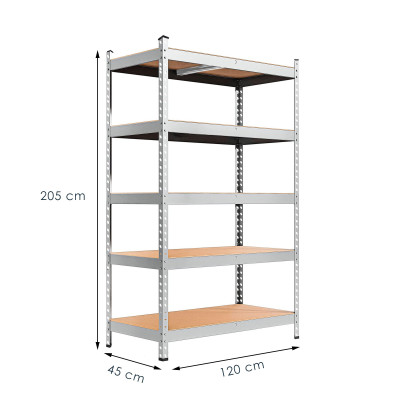 Kovový regál 205x120x45 cm, 5 polic SPRINGOS HA5164