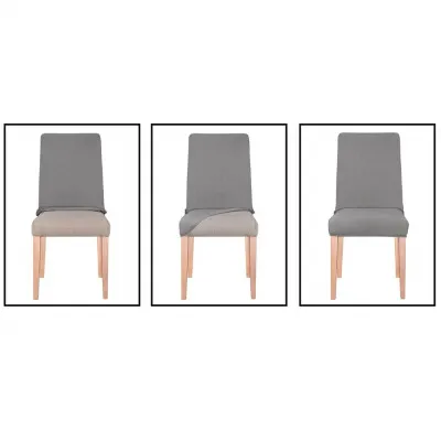 Poťah na stoličku elastický, tmavo šedý zamat SPRINGOS SPANDEX