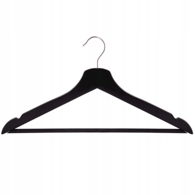 Ramienka na šaty 43cm drevené, čierne, súprava 3ks SPRINGOS URBAN