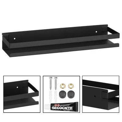 Nástenná polička do kúpeľne 40 cm, čierna SPRINGOS HA5182