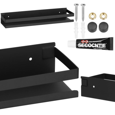 Nástenná polička do kúpeľne 40 cm, čierna SPRINGOS HA5182