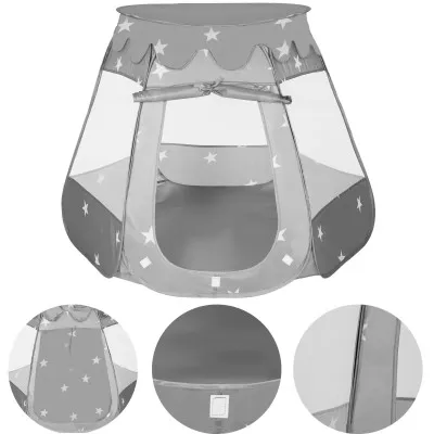 Detský stan na hranie, šedý s hviezdami SPRINGOS KG0013