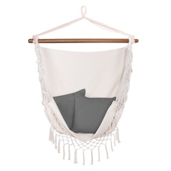 Závesné hojdacie kreslo 130x100 cm, šedo-biele SPRINGOS BORGO II