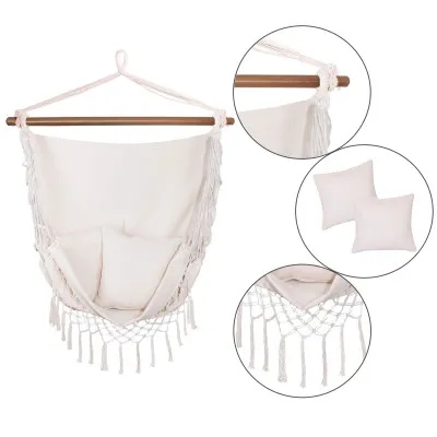 Závesné hojdacie kreslo 130x100 cm, biele SPRINGOS BORGO II