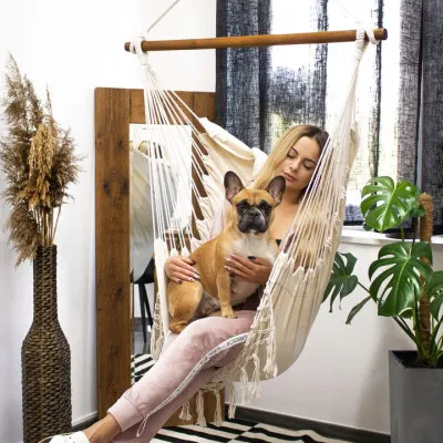 Závesné hojdacie kreslo 130x100 cm, biele SPRINGOS BORGO II