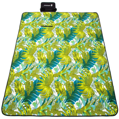 Pikniková deka 200x200 cm, zelená s listami SPRINGOS PM041
