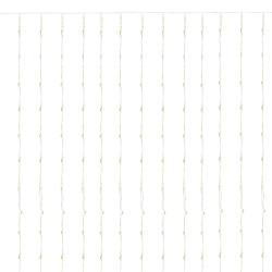 LED svetelný záves - 3x3m, 300LED, 8 funkcií, ovládač, 3xAA, IP44, teplá biela