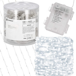 LED svetelný záves - 3x3m, 300LED, 8 funkcií, ovládač, 3xAA, IP44, studená biela