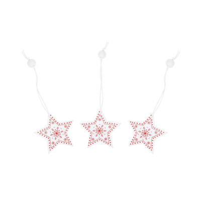 Vianočné drevené ozdoby - hviezdy, súprava 3ks