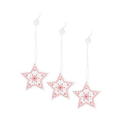 Vianočné drevené ozdoby - hviezdy, súprava 3ks