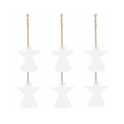 Vianočné drevené ozdoby - anjelik, súprava 6ks