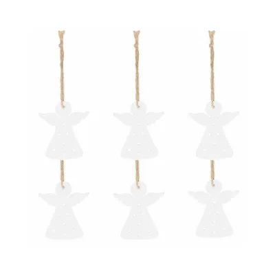Vianočné drevené ozdoby - anjelik, súprava 6ks