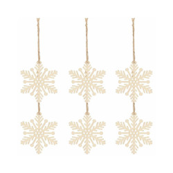 Vianočné drevené ozdoby - snehová vločka, súprava 6ks