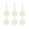 Vianočné drevené ozdoby - snehová vločka, súprava 6ks