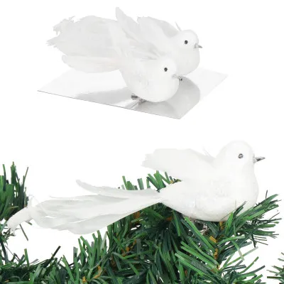 Vianočné ozdoby - Vtáčiky, bieli, súprava 2ks