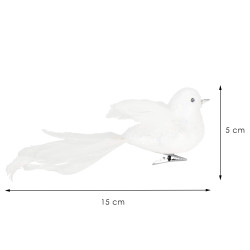 Vianočné ozdoby - Vtáčiky, bieli, súprava 2ks