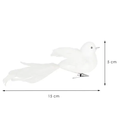 Vianočné ozdoby - Vtáčiky, bieli, súprava 2ks