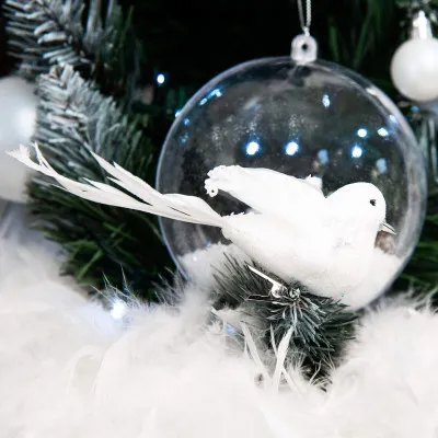 Vianočné ozdoby - Vtáčiky, bieli, súprava 2ks