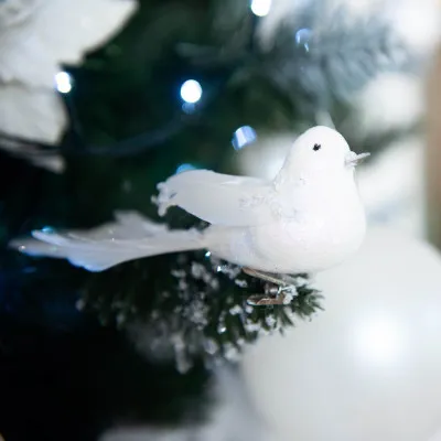 Vianočné ozdoby - Vtáčiky, bieli, súprava 2ks