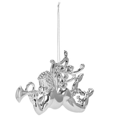 Vianočné ozdoby - Anjeliky s trúbkou, strieborná, súprava 2ks