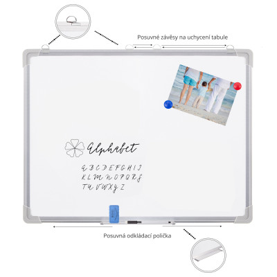 Magnetická tabuľa 60x45 cm popisovateľná, biela SPRINGOS