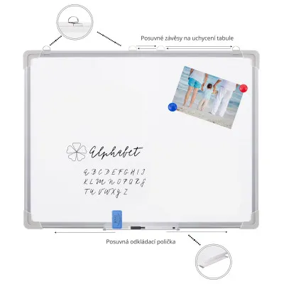 Magnetická tabuľa 60x45 cm popisovateľná, biela SPRINGOS