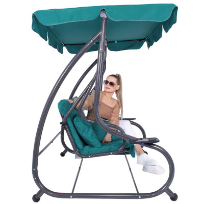 Záhradná hojdačka SPRINGOS VENEZIA 3-miestna tyrkysová