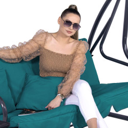 Záhradná hojdačka SPRINGOS VENEZIA 3-miestna tyrkysová