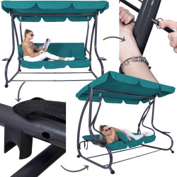 Záhradná hojdačka SPRINGOS VENEZIA 3-miestna tyrkysová