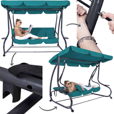 Záhradná hojdačka SPRINGOS VENEZIA 3-miestna tyrkysová