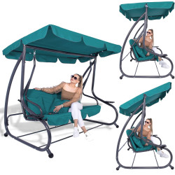 Záhradná hojdačka SPRINGOS VENEZIA 3-miestna tyrkysová