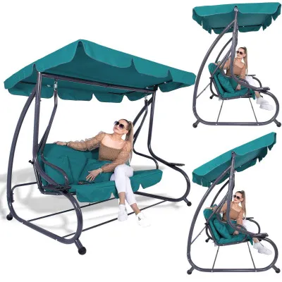 Záhradná hojdačka SPRINGOS VENEZIA 3-miestna tyrkysová