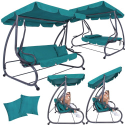 Záhradná hojdačka SPRINGOS VENEZIA 3-miestna tyrkysová