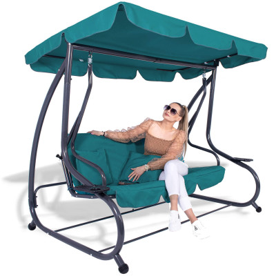 Záhradná hojdačka SPRINGOS VENEZIA 3-miestna tyrkysová