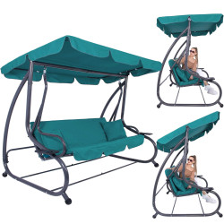 Záhradná hojdačka SPRINGOS VENEZIA 3-miestna tyrkysová