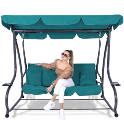 Záhradná hojdačka SPRINGOS VENEZIA 3-miestna tyrkysová