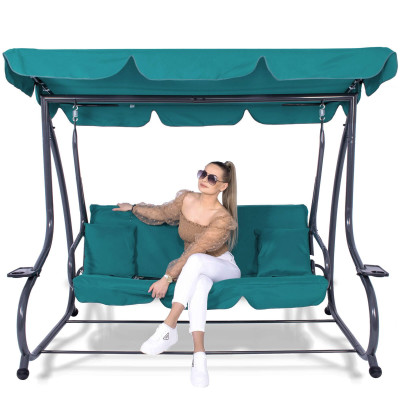 Záhradná hojdačka SPRINGOS VENEZIA 3-miestna tyrkysová