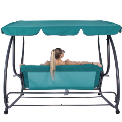 Záhradná hojdačka SPRINGOS VENEZIA 3-miestna tyrkysová