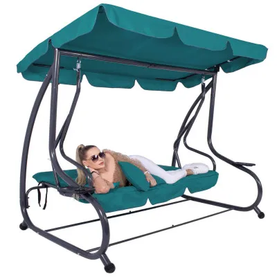 Záhradná hojdačka SPRINGOS VENEZIA 3-miestna tyrkysová