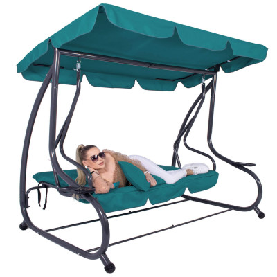 Záhradná hojdačka SPRINGOS VENEZIA 3-miestna tyrkysová