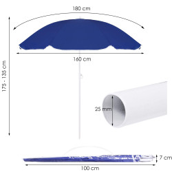 Záhradný slnečník 160 cm, modrý SPRINGOS VIVA BU0022