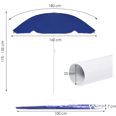 Záhradný slnečník 160 cm, modrý SPRINGOS VIVA BU0022