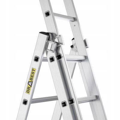 Hliníkový rebrík 3x7 priečok trojdielny DRABEST DW3-7 HOME
