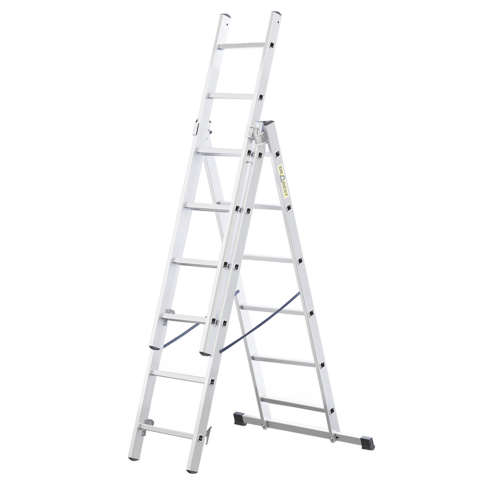 Hliníkový rebrík 3x6 priečok trojdielny DRABEST DW3-6 HOME